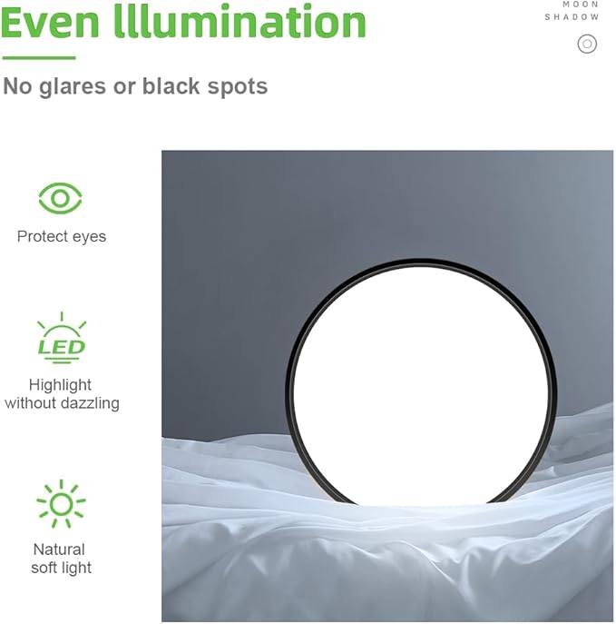 LightingWill 15.7 Inch Black Flush Mount LED Ceiling Light Fixture 32W, 6000K Daylight White, 3800LM, Flat Modern Round Closet Lighting Fixtures, Low Profile Ceiling Lamp for Bedrooms, Hallway .etc.