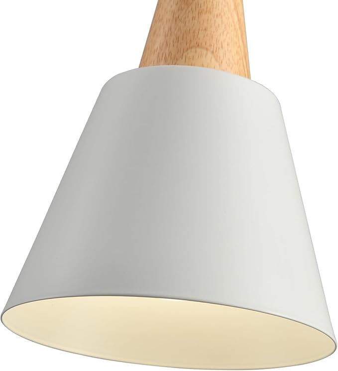 2 Pack Pendant Lights, White Pendant Lights Kitchen Island,Wood Dome Minimalist Industrial Ceiling Hanging Lights for Kitchen Island, Barn, Dining Room, Living Room, Bedroom