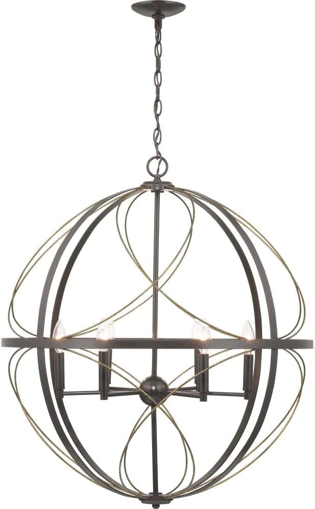 Progress Lighting Brandywine Collection 6-Light Farmhouse Sphere Pendant Light Silver Ridge