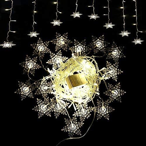 LED Curtain Lights,19ft/6M 96 LED Snowflake Curtain String Lights Plug-in Window Curtain Lights with 8 Modes Decoration for Christmas, Wedding, Party,Wall, Home Decorations (Warm White)