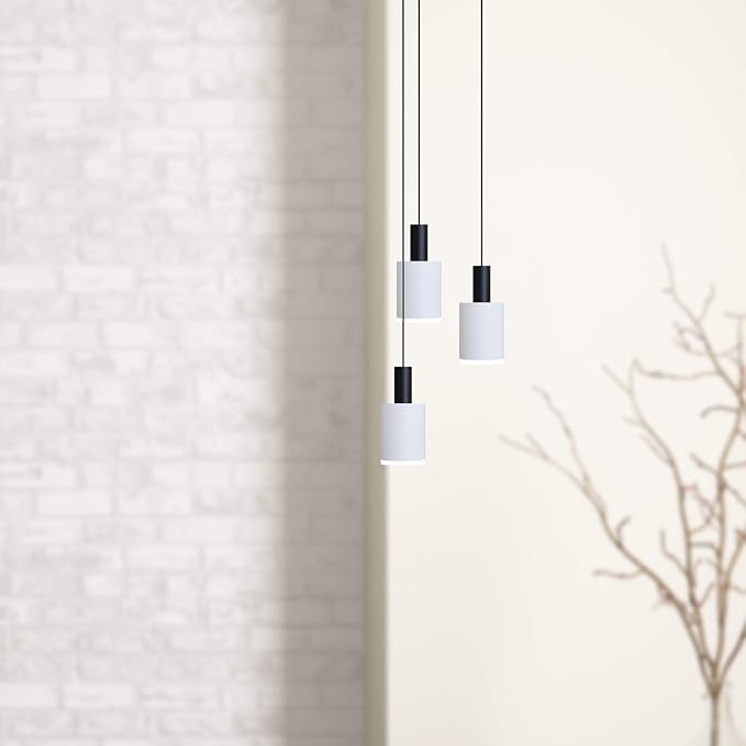 Virgo 3 Mini Pendant Lighting Black-White - LED Hanging Light Fixture for Kitchen Island, Bar, Foyer - Cluster Pendants - Dimmable, Adjustable Wire, Lamp Bulb Included