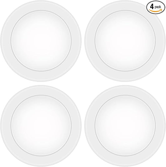 4 Pack 6 Inch LED Disk Light, Dimmable Flush Mount Ceiling Lights, Daylight 5000K, 15W 1100LM, CRI 90+, Low Profile Surface Mount Ceiling Disc Light, Wet Rated, Installs into Junction Box, ETL & FCC