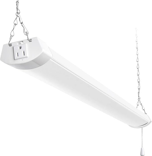 hykolity 4FT 70W LED Shop Light Linkable, 8000lm(300w Equivalent), 5000K Utility Shop Lights for Garages, Workshops, Basements, Hanging or FlushMount, with Power Cord and Pull Chain, ETL, White,1 Pack