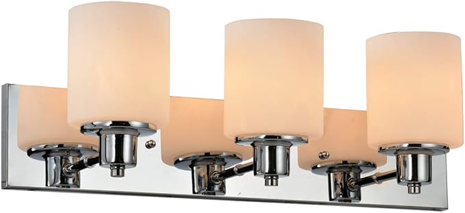 Design House Dane 3-Light Vanity Light, Polished Chrome Finish, Frosted Glass Shades, Dimmable, Bathroom Wall Fixture – Design House, 587478