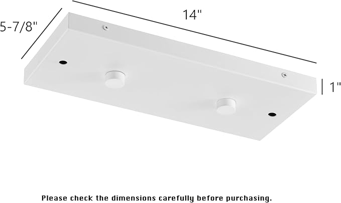 Two Pendant Light Linear Canopy Accessory Light Kit, 14 inch Flush Mount Cluster Canopy, Hanging 2 Lights with One Outlet Box for Kitchen Island, Mounting Hardware Included, Matte White…