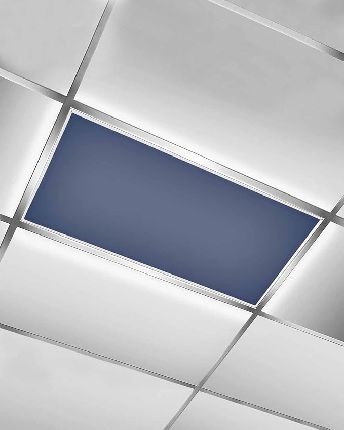 Magnetic Light Cover for Classroom Drop Ceiling,1 Pack 4x2 Ft Fluorescent Light Covers for Office Home Ceiling Light Navy Blue Solid Color Lampshade