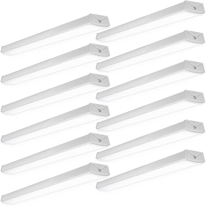 Sunco 12 Pack 4FT LED Shop Light Wraparound Fixture, Garage Ceiling Lights, Linkable, 3500 LM, 40W=300W, 6000K Daylight Deluxe, Hardwired, Surface Mount, Workshop Utility Light ETL