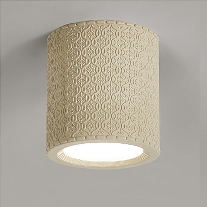 5.5 Inch Mini Nordic Resin Flush Mount Ceiling Light Cream Color Modern Minimalist Downlight Fixture for Bedroom Living Room Kitchen Hallway Restaurant(Beige)