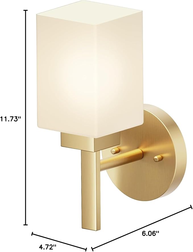 Vanity Lighting Fixture with White Frosted Glass, Gold Wall Lamp for Bathroom Mirror Bedroom, Living Room, Kitchen Cabinet, Washroom Porch T002GD-L1