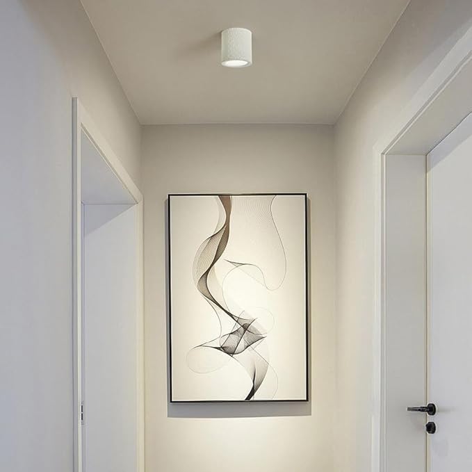 KISAD Close to Ceiling Lights Nordic Resin Ceiling Light Mini Flush Mount Ceiling Lamp Cream Style Hallway Lighting Fixture Minimalism Ceiling Downlight(White)