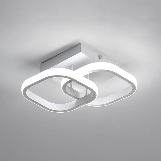 Hallway Light Square LED Ceiling Lights 9 Inch Small White Acrylic Modern Ceiling Light for Bedroom Bathroom Kitchen Balcony Corridor Stair Aisle(Cool White)