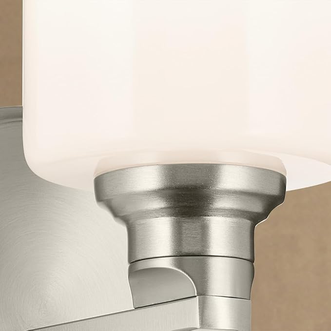 Kichler Gioe 5" 1-Light Wall Sconce with Opal Glass in Brushed Nickel, Damp Rated, for Powder Room, Bathroom, Kitchen, Hallway, Bedroom, Fireplace, (5" W x 9.5" H), 55224NI