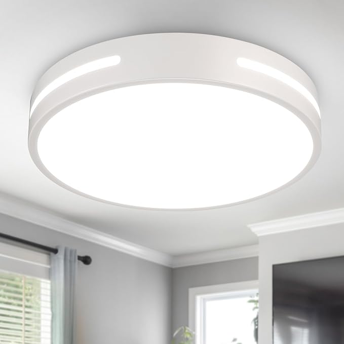 LED Ceiling Light Flush Mount 24W, White Bedroom Light Fixture Ceiling Mount Dimmable, 12 inch Close to Ceiling Light Fixture 5CCT for Kitchen, Bathroom, Living Room