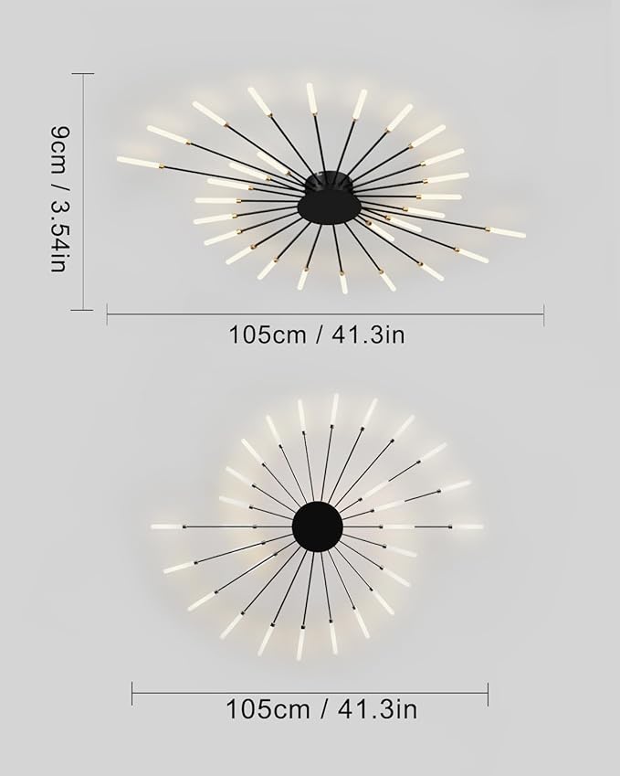 Ceiling Light Modern LED Ceiling Lamps,Flower Shape Ceiling Lights,Flush Mount Chandelier,Metal Acrylic Ceiling Lamps,Living Room Light Fixtures Ceiling for Bedroom,Dining Room(Black,28 Heads)