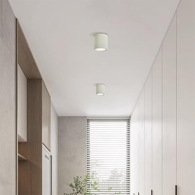 KISAD Close to Ceiling Lights Nordic Resin Ceiling Light Mini Flush Mount Ceiling Lamp Cream Style Hallway Lighting Fixture Minimalism Ceiling Downlight(Milk Coffee Color)