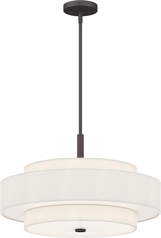 Livex Lighting Fabric Shade 50875-07 Meridian 5 Light Bronze Pendant