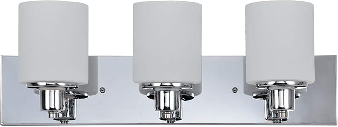 Design House Dane 3-Light Vanity Light, Polished Chrome Finish, Frosted Glass Shades, Dimmable, Bathroom Wall Fixture – Design House, 587478