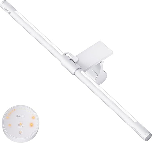 Quntis Monitor Light Bar with Remote, Eye-Care No Glare, Space Saving Home Office Desk Lamp, White, Stepless Dimming, Easy Setup LED Computer Light Backlight for Curved Gaming Monitors Mother's Day