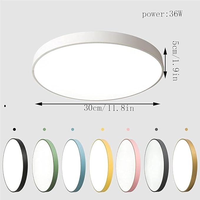 Minimalist Ceiling Lamp Round Ultra Thin Three Color Dimmable Flush Mount Sleek Modern Lighting Fixture for Bedroom Kitchen Corridor Livingroom Hallway(Pink,30cm/11.8in)