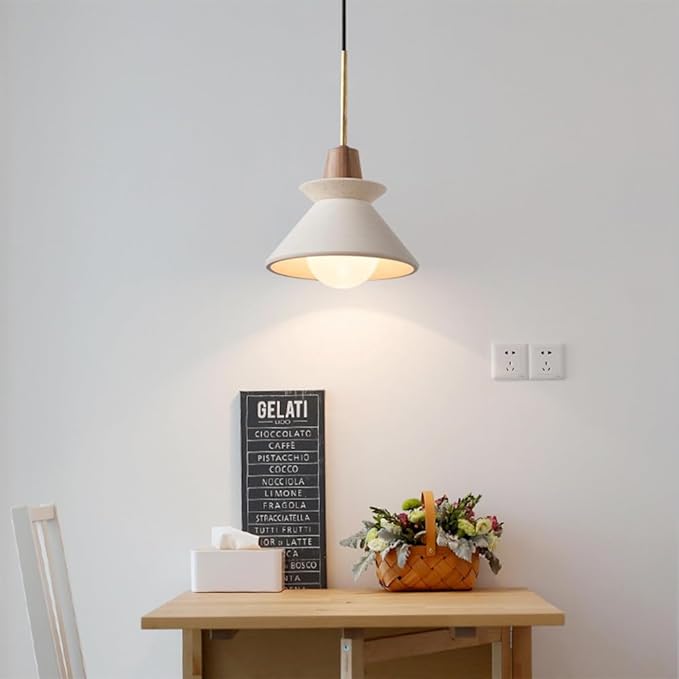 7.7'' Concrete Pendant Lights Kitchen Island Hanging Lights Unique Pinecone Lampshade Industrial Chandelier Nordic Cement Pendant Light for Dining Room,Bedside,Kitchen,Hallway,1Pcs,White