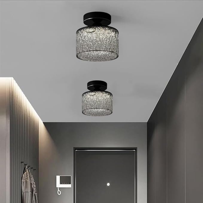 KISAD Nordic Bedroom Semi Flush Mount Ceiling Light Fixtures Modern Minimalist Hallway LED Close to Ceiling Lamp for Entryway Balcony(Smoke Gray,Cylindrical)