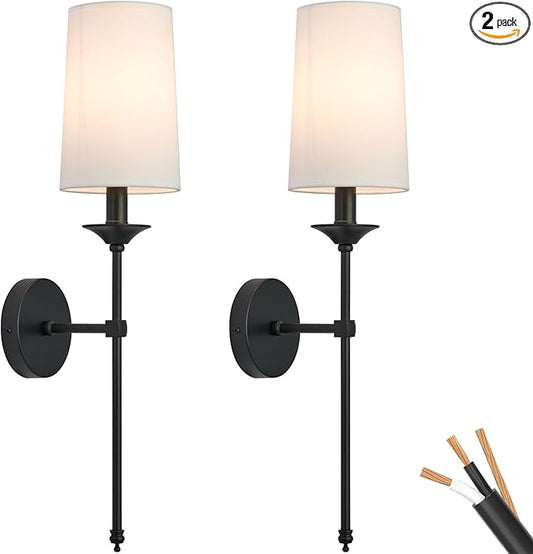 PASSICA DECOR Wall Sconce Set of 2 Hardwired Candle Terrace Wall Light Vintage Lamp for Bedroom Living Room Dining Farm House Light Fixture