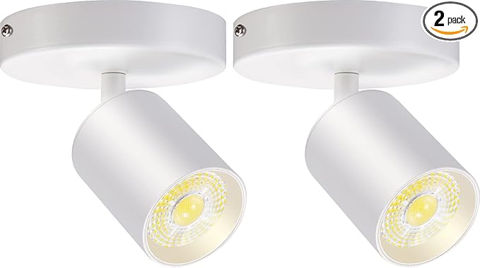 VANoopee Flush Mount LED Ceiling Spotlight Dimmable Adjustable Spotlight Directional Spot Lights Indoor Bright Can Accent Fixture for Living Room - CRI90 Flicker Free 10W 800lm 3000K White 2 Pack