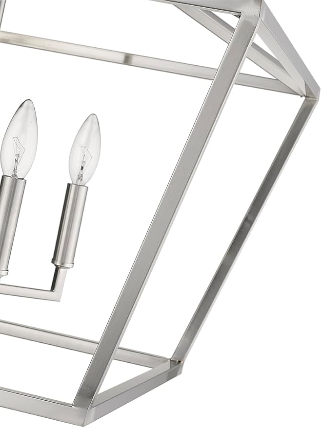 ML Lighting 3294-SN Transitional Four Light Pendant from None Collection in Pewter, Silver Finish, Satin Nickel