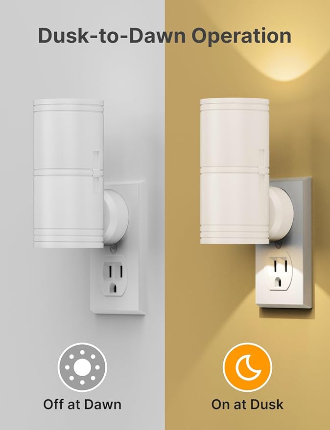 Likelgn Night Light Plug into Wall, 4 Pack Dimmable LED Nightlight with Dusk to Dawn Sensor, Soft White Glow, for Hallway, Bathroom, Bedroom, White