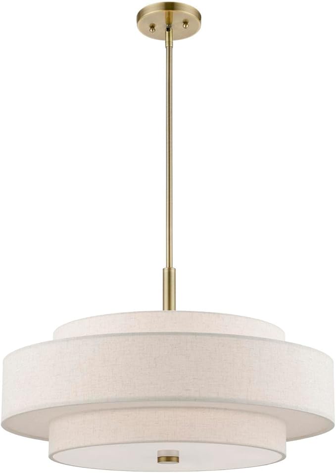 Livex Lighting Monroe - 5 Light Pendant in Timeless Style-17 Inches Tall and 24 Inches Wide-Antique Brass Finish