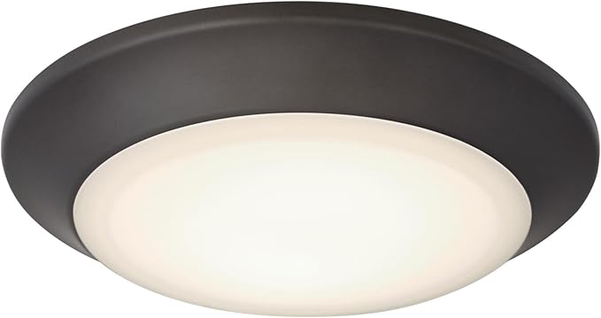 Westinghouse 6134100 Makira Traditional One-Light, 7.5 Inch 16 Watt Dimmable LED Indoor/Outdoor Selectable Surface Mount Fixture Black-Bronze Finish, Frosted Acrylic Shade