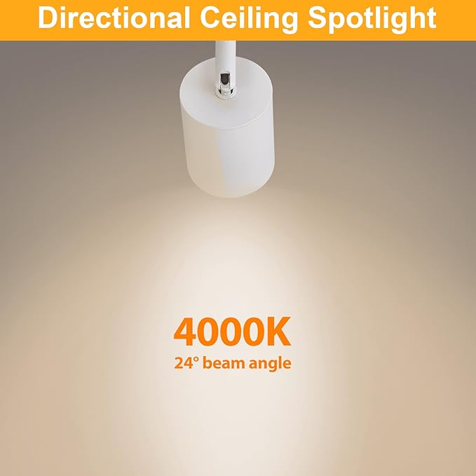 VANoopee Flush Mount LED Ceiling Spotlight Dimmable Adjustable Spotlight Directional Spot Lights Indoor Bright Can Accent Fixture for Living Room Bedroom - CRI90 Flicker Free 10W 800lm 4000K White