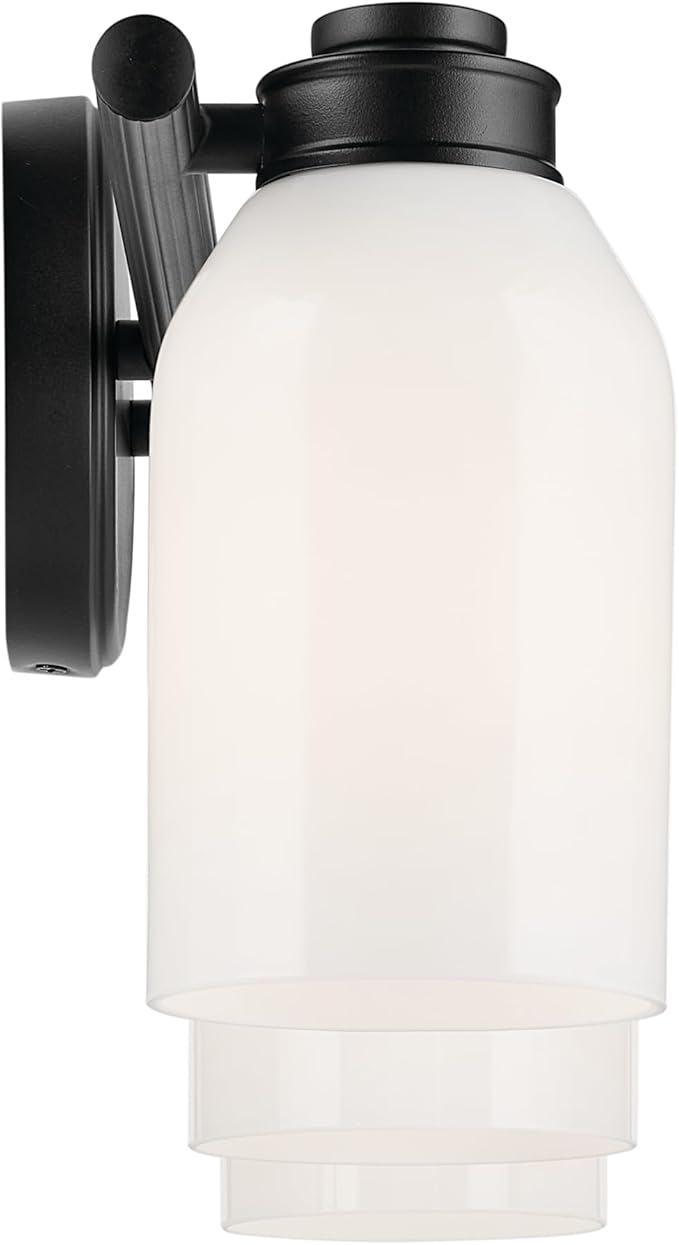 Kichler Shae 24.25" 3-Light Bathroom Vanity Light Fixture with White Opal Glass in Black, Modern Wall Mount Over Mirror for Powder Room (24.25" W x 9" H), 55202BK