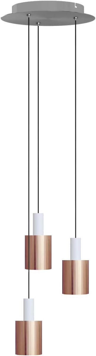 Virgo 3 Mini Pendant Lighting White-Copper - LED Hanging Light Fixture for Kitchen Island, Bar, Foyer - Cluster Pendants - Dimmable, Adjustable Wire, Lamp Bulb Included
