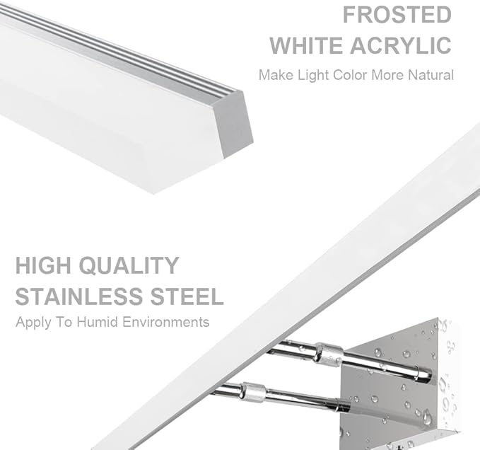 Aipsun 48 inch LED Vanity Lights Adjustable Bathroom Wall Light Fixtures Bathroom Lighting Fixture Over Mirror Chrome Modern Vanity Lighting 5500K