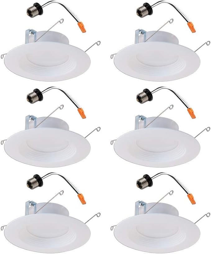 Halo LT 5 in / 6 in White Integrated LED Recessed Ceiling Light Retrofit Trim 6-Pack 3000K Soft White 600 Lumens Wet Location Listed Energy Star Certified Air-Tite