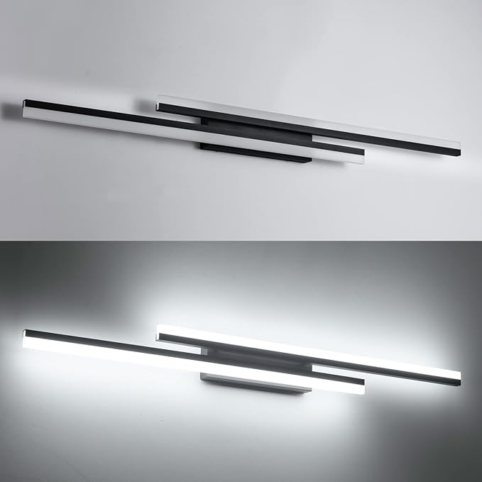 PRESDE 48 Inch LED Vanity Light Bar, Modern Black Bathroom Lighting Fixture Over Mirror