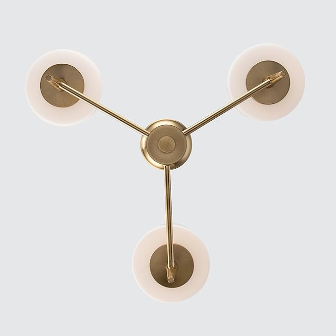 Montgomery 3-Light Chandelier | Brushed Gold Finish with White Frosted Glass Shade | Adjustable Hanging Height to 82.75" | Uses E26 Medium Base Bulb (Gold, Chandelier)