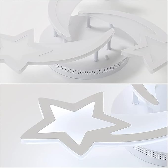 Becailyer Modern LED Ceiling Light, 45W 3-Head Star Shape Flush Mount Ceiling Lamp, Dimmable Remote Control Close to Ceiling Light Fixtures for Bedroom Dining Room Hallway Asile, White