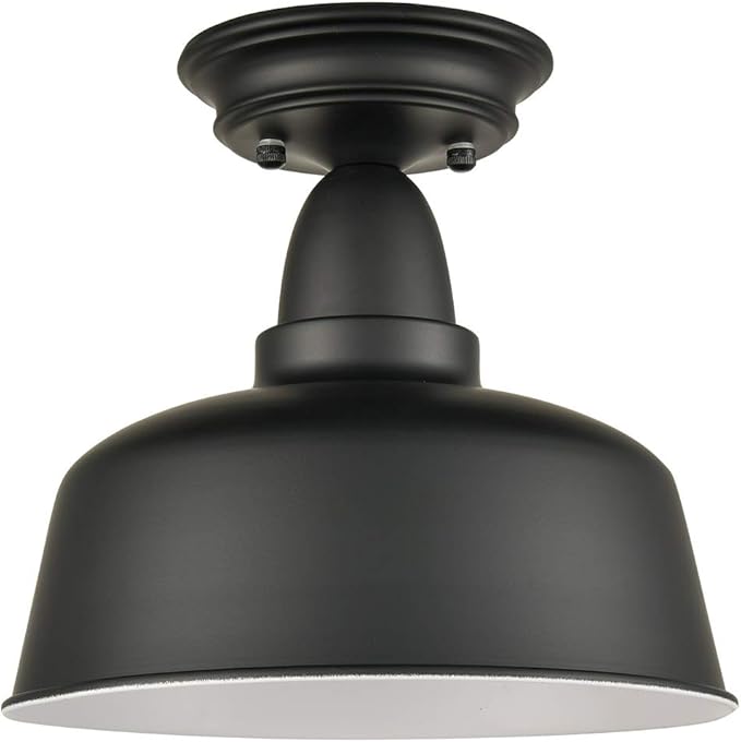 Farmhouse Matte Black Ceiling Light Fixture Rustic Barn Intusrial Semi Flush Mount Ceiling Lights for Kitchen Dining Room Hallway Porch Foyer Entryway Laundry Corridor…