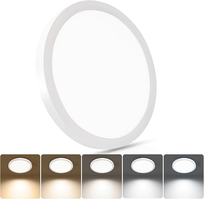 9 Inch LED Flush Mount Ceiling Light Fixtures, 18W 2160LM & 5 CCT 2700K-6500K Selectable, Ultra Thin Round Flat LED Ceiling Light for Bedroom Kitchen Hallway Closet, White