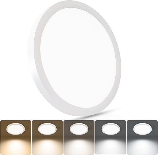 9 Inch LED Flush Mount Ceiling Light Fixtures, 18W 2160LM & 5 CCT 2700K-6500K Selectable, Ultra Thin Round Flat LED Ceiling Light for Bedroom Kitchen Hallway Closet, White