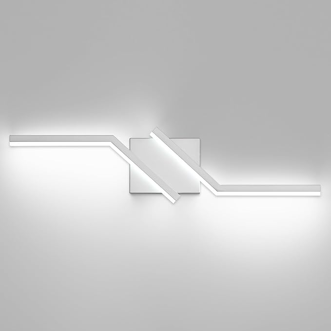 ZUZITO 24 inch Nickel Vanity Lights for Bathroom Vanity Light Modern Dimmable Bathroom LED Light Fixtures Over Mirror 6000K Cool White
