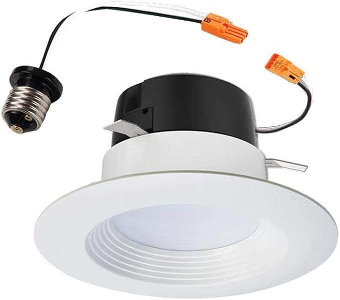 HALO 4 inch Recessed LED Can Light – Retrofit Ceiling & Shower Downlight – 3000K -Baffle White Trim (6 Pack)