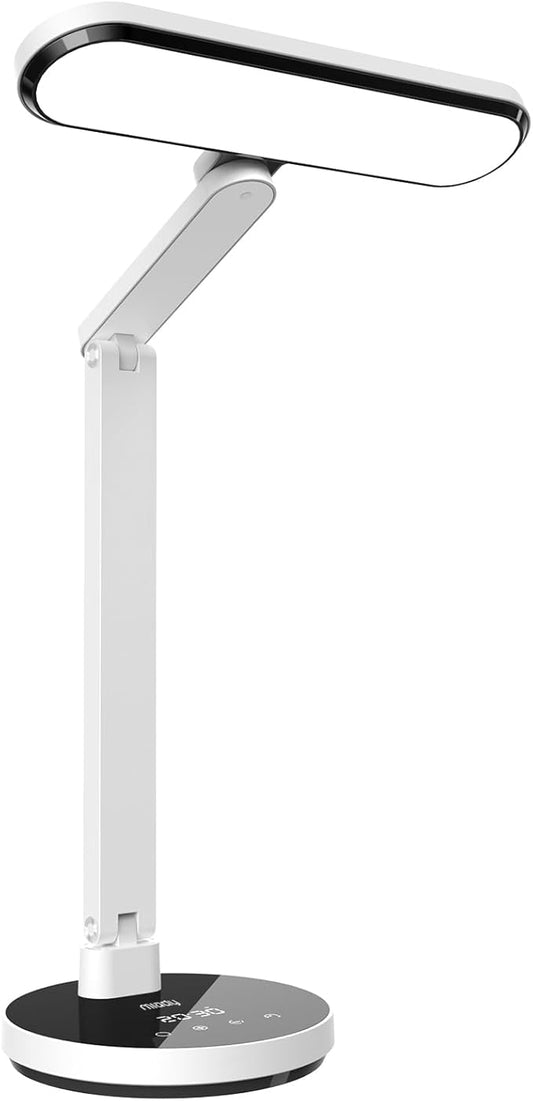 Miady LED Desk Lamp Stepless Dimming for Office Home, 15/30/45 Minutes Auto-Off Timer, 6 Lighting Brightness Levels with Adjustable Arm, Eye-Caring Reading Light for Table Bedroom Study