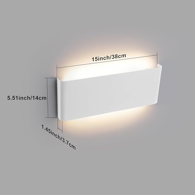 Mille Lucciole 15"Modern LED vanity light,20W Dimmable 5 CCT (3000K-6500K) Adjustable Wall Lamp,Up and Down Wall Lighting,Indoor Wall Sconce for Bedroom,Staircase,Hallway,Dressing Table,4 Pack（White）