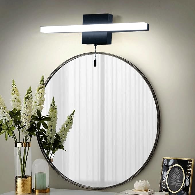 COTULIN 16 Inch Black Vanity Light Bar with Pull Switch 10W Brightness Ideal for Cabinet Lighting Picture Light and Sink Light for Kitchen and Bathroom Applications Modern Design Efficient Lighting