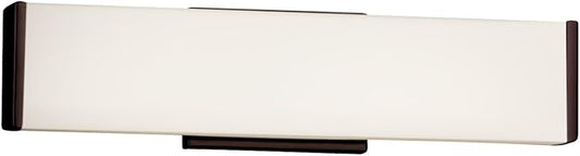 Fusion - Latitude 19" LED Linear Wall/Bath Light - Artisan Glass Shade in Opal - Dark Bronze Finish