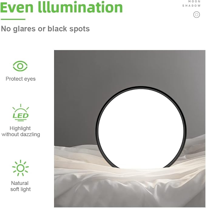 LightingWill 15.7 Inch Black Flush Mount LED Ceiling Light Fixture 32W, 5000K Daylight White, 3800LM, Flat Modern Round Closet Lighting Fixtures, Low Profile Ceiling Lamp for Bedrooms, Hallway .etc.