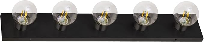 Design House Vanity Lights, 5 Linear Lights, Dimmable, Horizontal or Vertical Use, Uses (5) 60W Bulbs, for Bathroom/Makeup Vanity, Matte Black, 30.0 in. W x 2.0 in. H x 4.3 in. D, 588582-BLK
